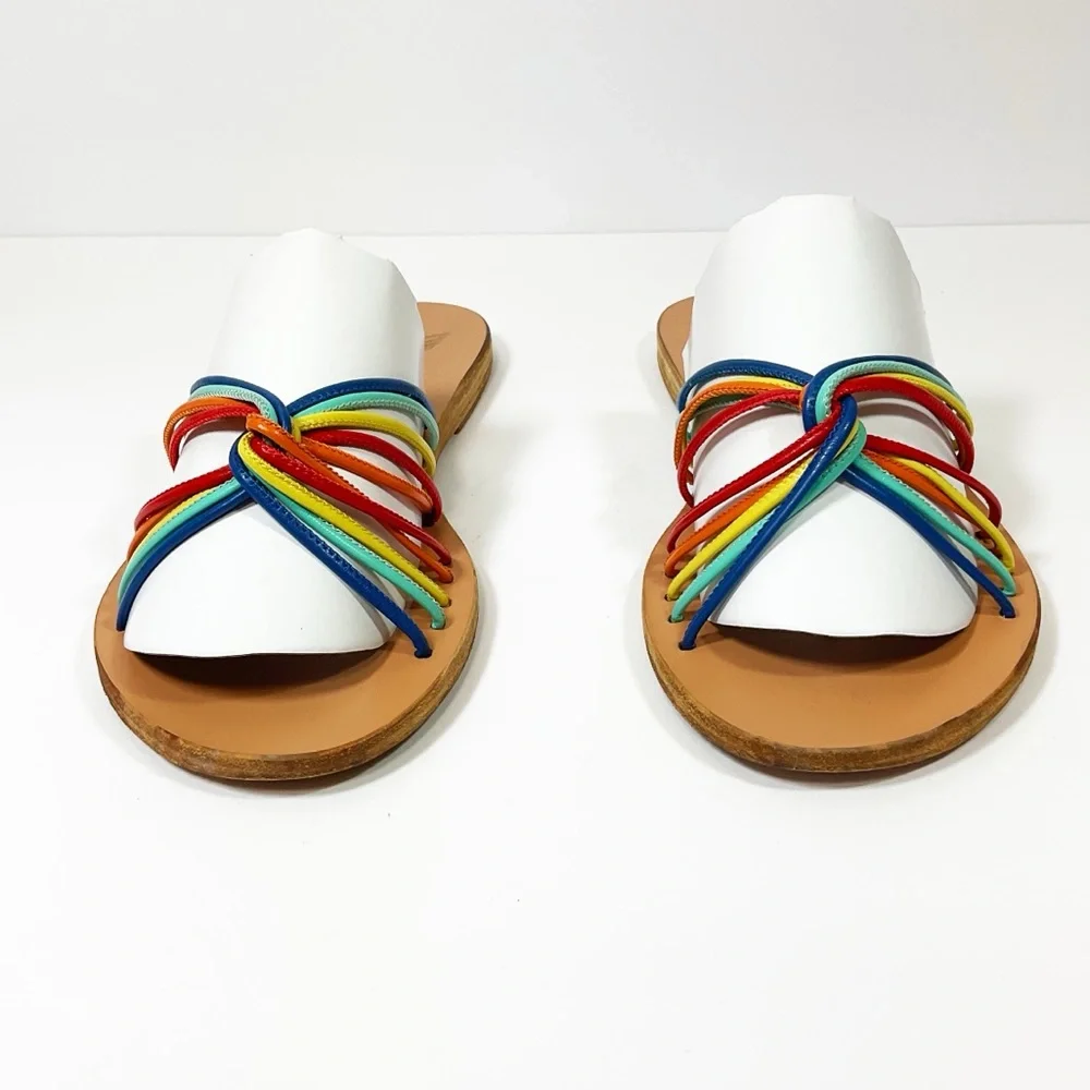 Ancient Greek Sandals Xanthi Strappy Rainbow Slides Sandals - Picture 3 of 8